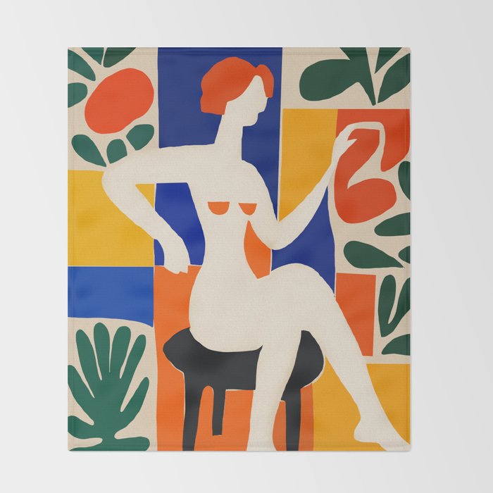 Sitting Muse cut out Throw Blanket Gallery Image 2