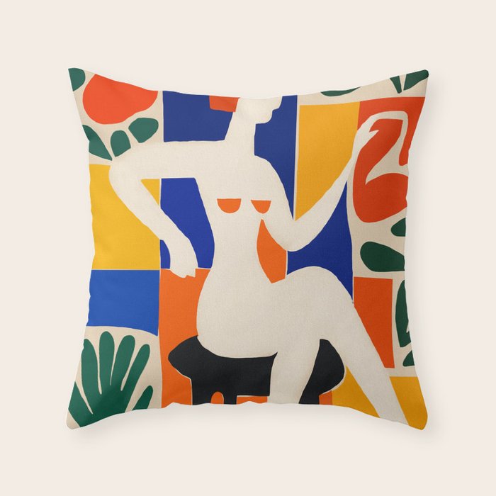 Sitting Muse cut out Throw Pillow Gallery Image 6