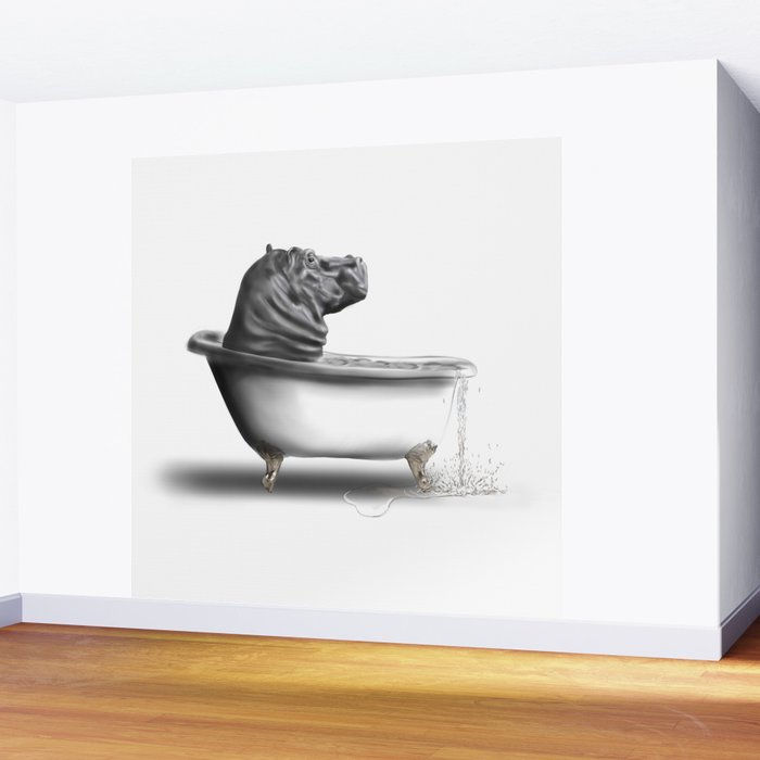 Hippo in Bath Wall Mural Gallery Image 2