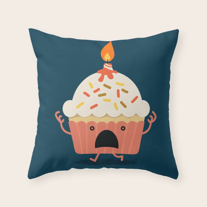 Cupcake on fire Throw Pillow Gallery Image 6