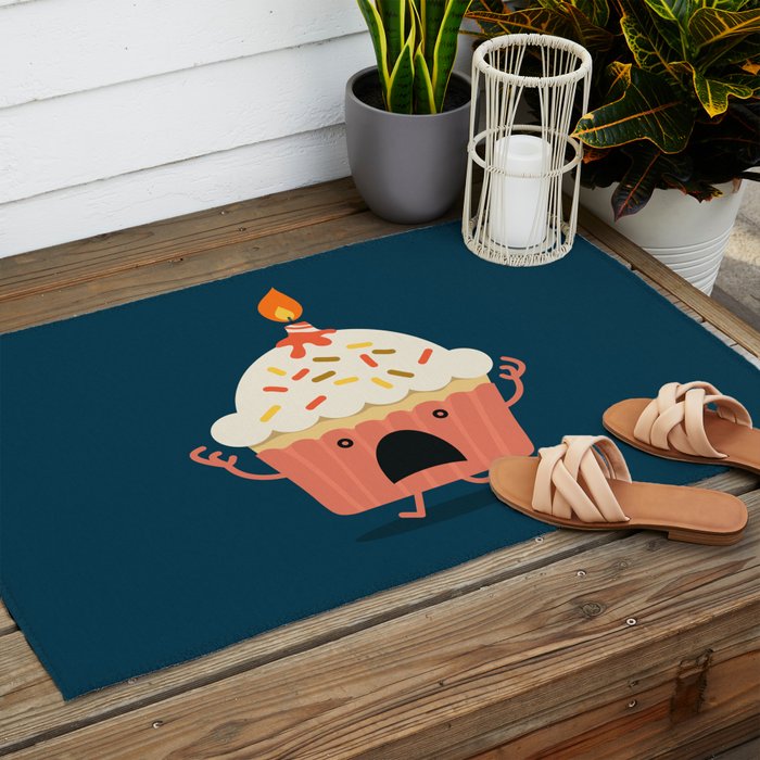 Cupcake on fire Outdoor Rug Gallery Image 2