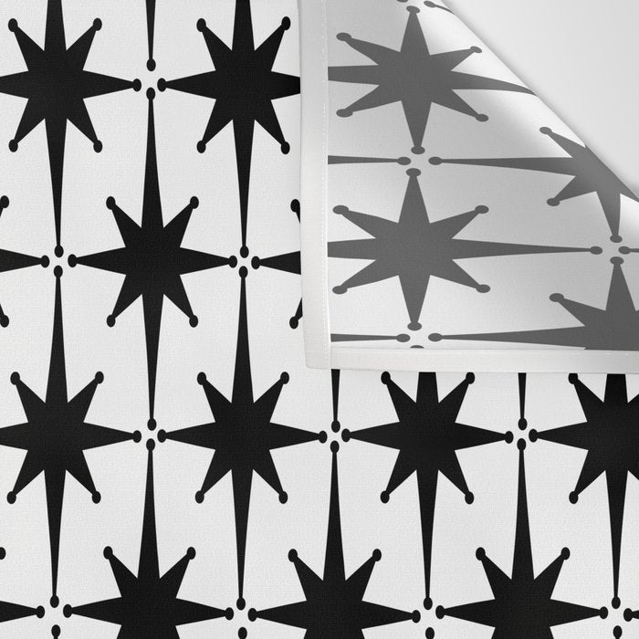 Midcentury Modern Atomic Starburst Pattern in Black and White Wall Tapestry Gallery Image 3