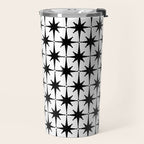 Midcentury Modern Atomic Starburst Pattern in Black and White Travel Mug Gallery Image 2