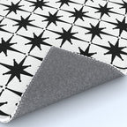 Midcentury Modern Atomic Starburst Pattern in Black and White Rug Gallery Image 4