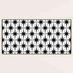 Midcentury Modern Atomic Starburst Pattern in Black and White Desk Mat Gallery Image 3