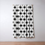 Midcentury Modern Atomic Starburst Pattern in Black and White Window Curtain Gallery Image 3
