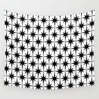 Midcentury Modern Atomic Starburst Pattern in Black and White Wall Tapestry Gallery Image 4