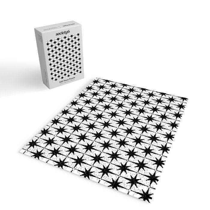 Midcentury Modern Atomic Starburst Pattern in Black and White Jigsaw Puzzle Gallery Image 2