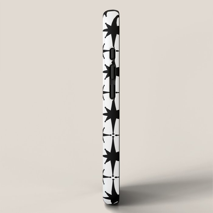 Midcentury Modern Atomic Starburst Pattern in Black and White iPhone Case Gallery Image 2