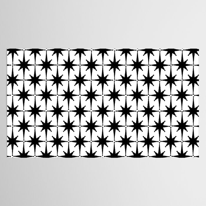 Midcentury Modern Atomic Starburst Pattern in Black and White Tablecloth Gallery Image 2