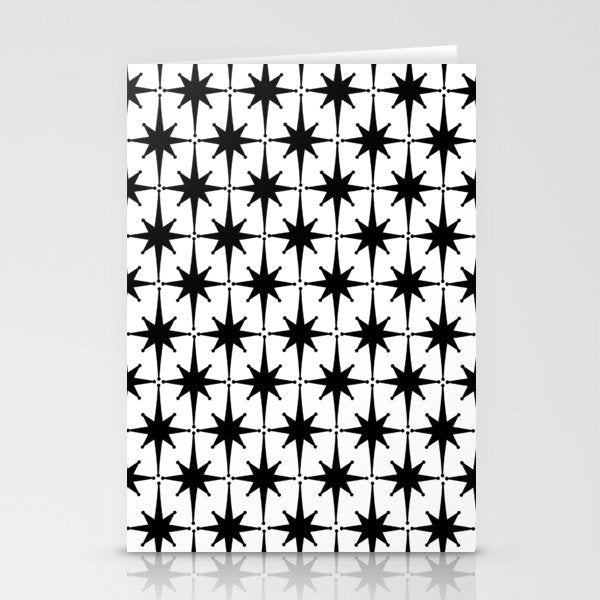 Midcentury Modern Atomic Starburst Pattern in Black and White Stationery Card Gallery Image 2