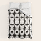 Midcentury Modern Atomic Starburst Pattern in Black and White Duvet Cover Gallery Image 6