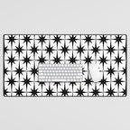 Midcentury Modern Atomic Starburst Pattern in Black and White Desk Mat Gallery Image 1