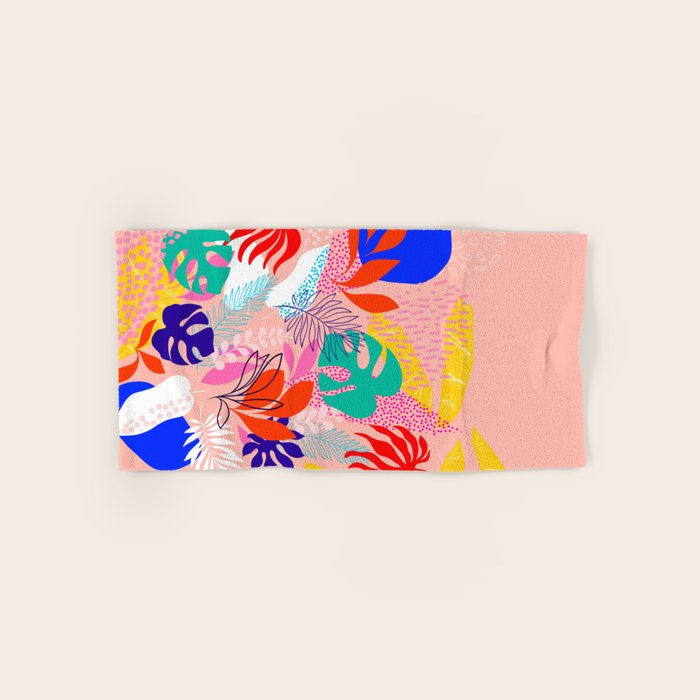 Keep Growing - Tropical plant on peach Bath Towel Gallery Image 1