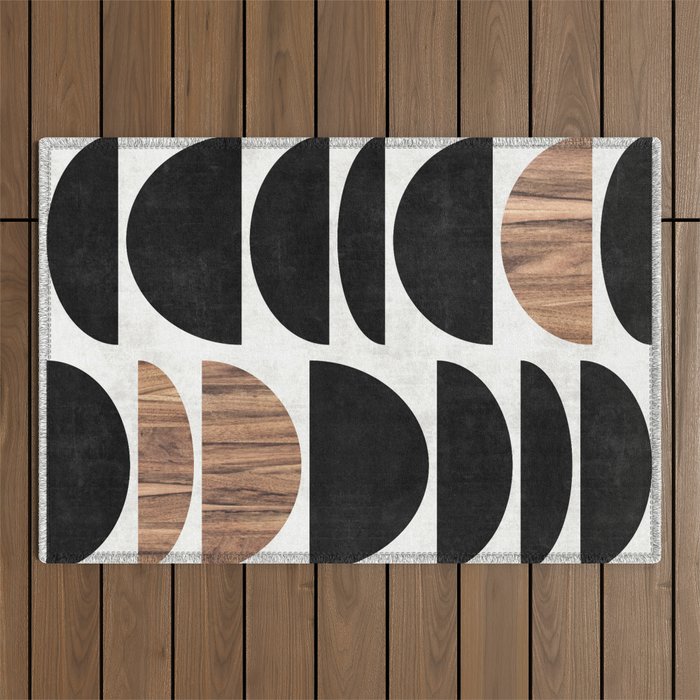 Mid-Century Modern Pattern No.7 - Concrete and Wood Outdoor Rug Gallery Image 1