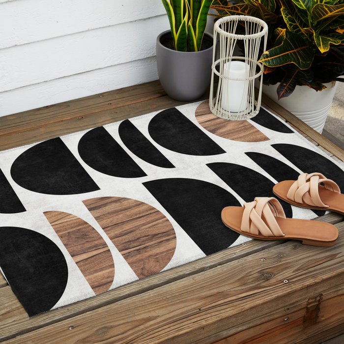 Mid-Century Modern Pattern No.7 - Concrete and Wood Outdoor Rug Gallery Image 2