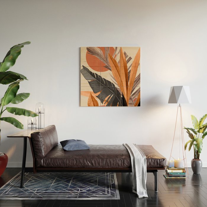 Abstract Art Tropical Leaves 160 Wood Wall Art Gallery Image 2