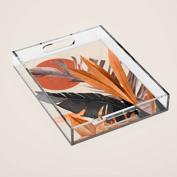 Abstract Art Tropical Leaves 160 Acrylic Tray Gallery Image 1