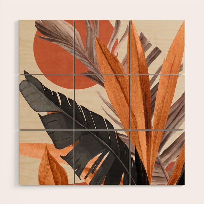 Abstract Art Tropical Leaves 160 Wood Wall Art Gallery Image 1