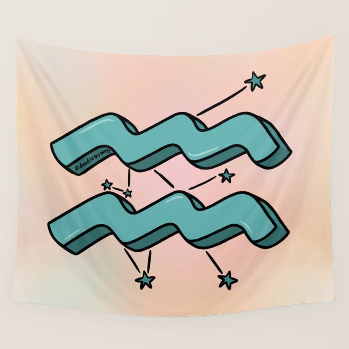 Aquarius Symbol Wall Tapestry Gallery Image 4