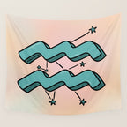 Aquarius Symbol Wall Tapestry Gallery Image 4