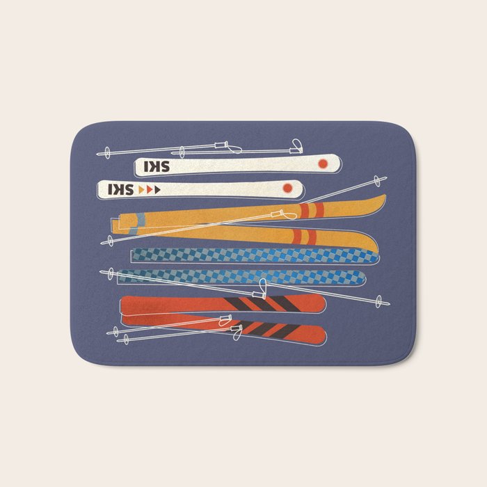 Retro Colorful Skis Bath Mat