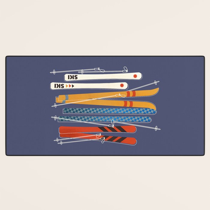 Retro Colorful Skis Desk Mat Gallery Image 3