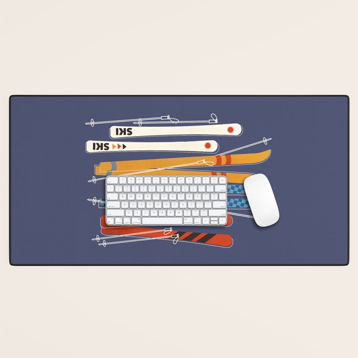 Retro Colorful Skis Desk Mat Gallery Image 1