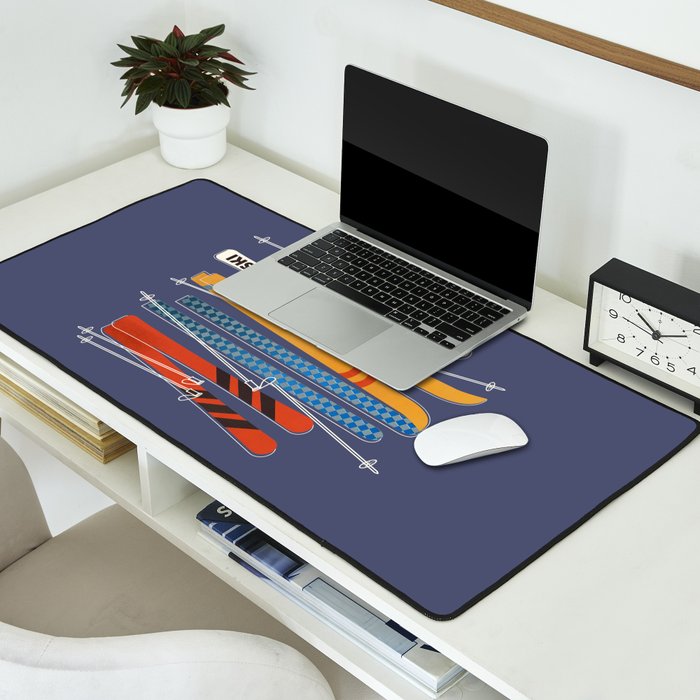 Retro Colorful Skis Desk Mat Gallery Image 2