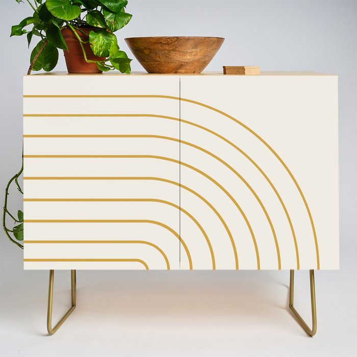 Minimal Arch XXXVI Creme and Orange Modern Geometric Lines Credenza Gallery Image 1