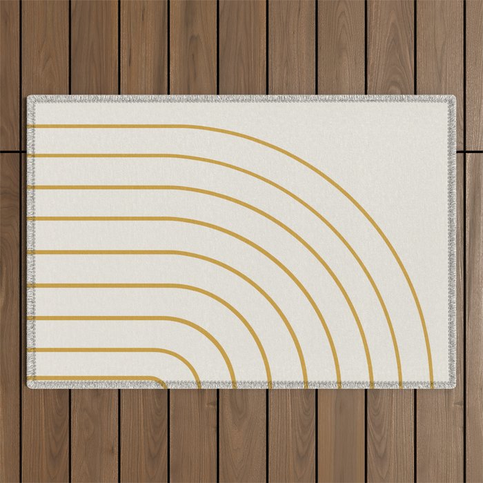 Minimal Arch XXXVI Creme and Orange Modern Geometric Lines Outdoor Rug Gallery Image 1