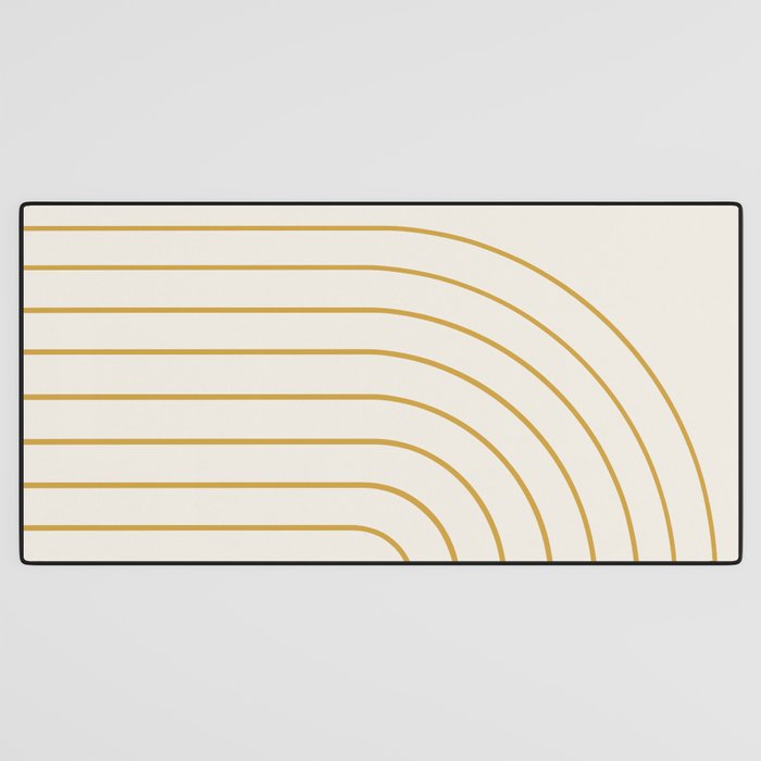 Minimal Arch XXXVI Creme and Orange Modern Geometric Lines Desk Mat Gallery Image 3