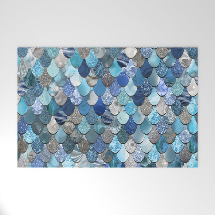 Mermaid Ocean Blue Pattern Welcome Mat Gallery Image 1