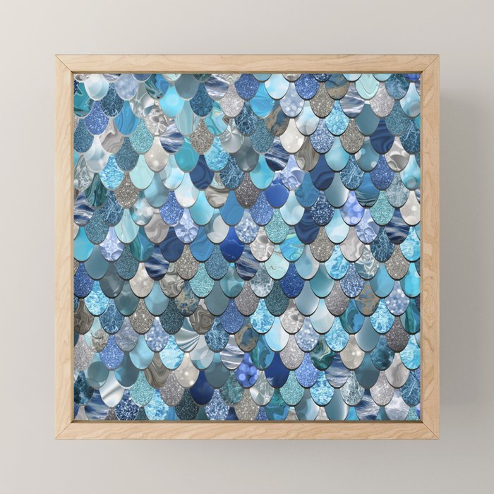Mermaid Ocean Blue Pattern Mini Art Print Gallery Image 1