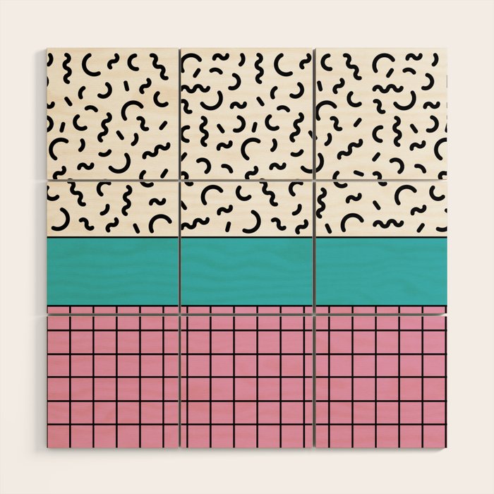 Memphis pattern 60 - 80s / 90s Retro Wood Wall Art Gallery Image 1