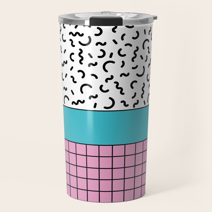 Memphis pattern 60 - 80s / 90s Retro Travel Mug Gallery Image 1