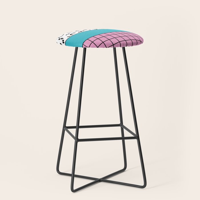 Memphis pattern 60 - 80s / 90s Retro Stool Gallery Image 1