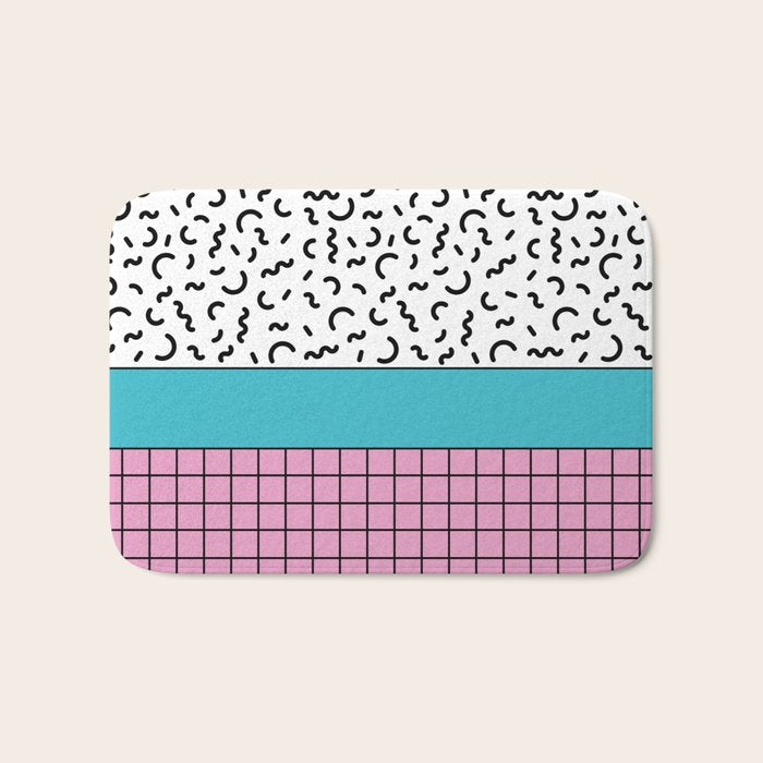 Memphis pattern 60 - 80s / 90s Retro Bath Mat Gallery Image 1