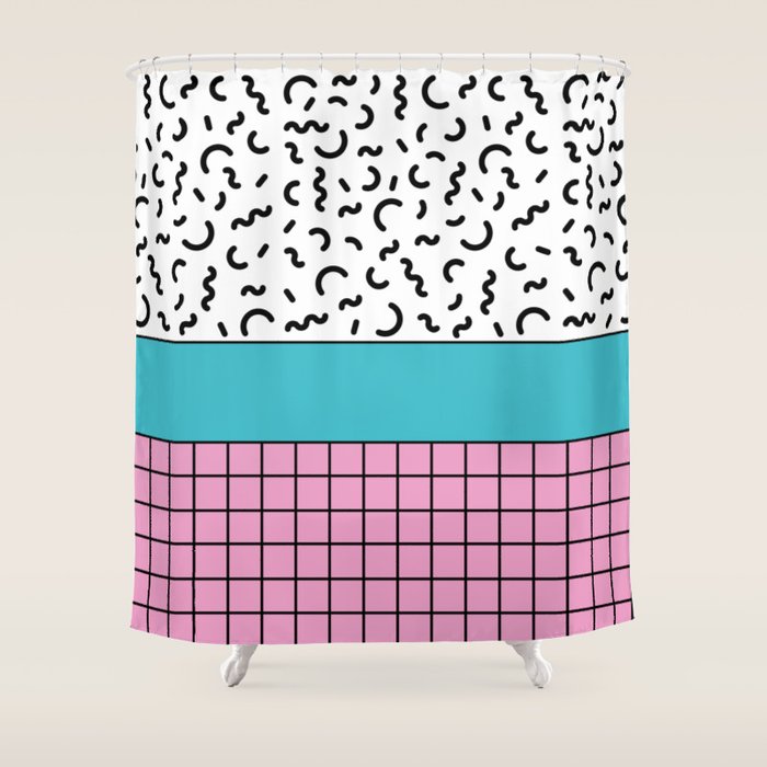 Memphis pattern 60 - 80s / 90s Retro Shower Curtain Gallery Image 1