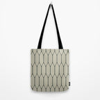 Long Honeycomb Minimalist Geometric Pattern in Light Sage Beige Gray and Dark Green Tote Bag Gallery Image 2