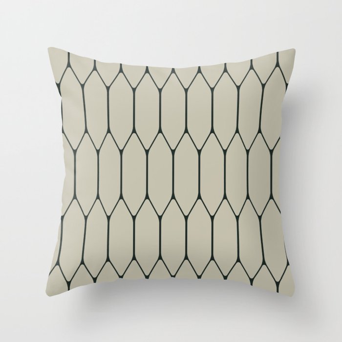 Long Honeycomb Minimalist Geometric Pattern in Light Sage Beige Gray and Dark Green Throw Pillow Gallery Image 6
