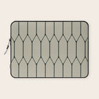 Long Honeycomb Minimalist Geometric Pattern in Light Sage Beige Gray and Dark Green Laptop Sleeve Gallery Image 1