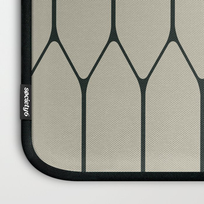Long Honeycomb Minimalist Geometric Pattern in Light Sage Beige Gray and Dark Green Laptop Sleeve Gallery Image 3