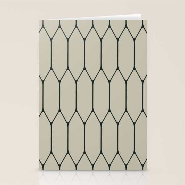 Long Honeycomb Minimalist Geometric Pattern in Light Sage Beige Gray and Dark Green Stationery Card Gallery Image 2