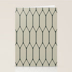 Long Honeycomb Minimalist Geometric Pattern in Light Sage Beige Gray and Dark Green Stationery Card Gallery Image 2