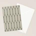 Long Honeycomb Minimalist Geometric Pattern in Light Sage Beige Gray and Dark Green Stationery Card Gallery Image 2