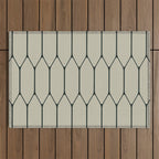 Long Honeycomb Minimalist Geometric Pattern in Light Sage Beige Gray and Dark Green Outdoor Rug Gallery Image 1