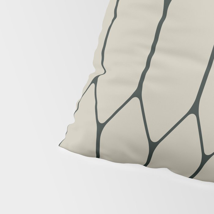Long Honeycomb Minimalist Geometric Pattern in Light Sage Beige Gray and Dark Green Pillow Sham Gallery Image 4