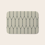 Long Honeycomb Minimalist Geometric Pattern in Light Sage Beige Gray and Dark Green Bath Mat Gallery Image 1