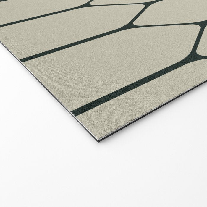 Long Honeycomb Minimalist Geometric Pattern in Light Sage Beige Gray and Dark Green Welcome Mat Gallery Image 2